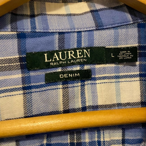 Ralph Lauren lightweight blue plaid button down - Picture 3 of 6